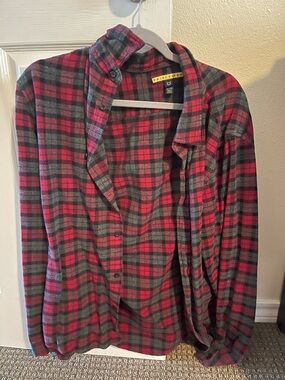 Prince & Fox Red and Gray Plaid Button-Down Shirt